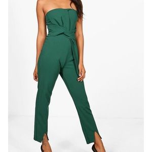 NWT Boohoo Emerald Green Twist Jumpsuit